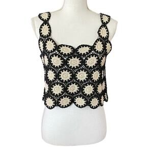 Julia Size M Crocheted Crop Sweater Top Festival Swank